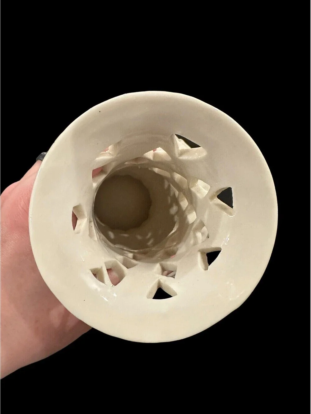 Porcelain Reticulated Vase with Gold Trim